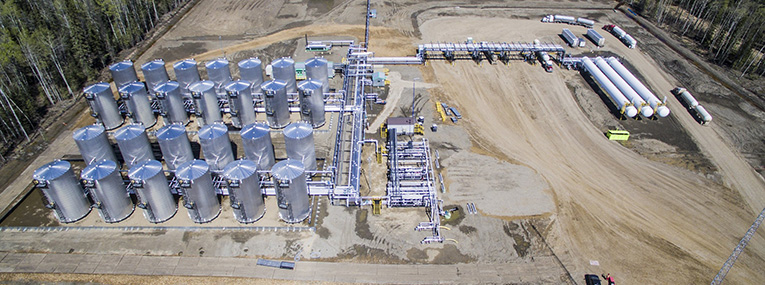 Drone shot of Gordondale facility